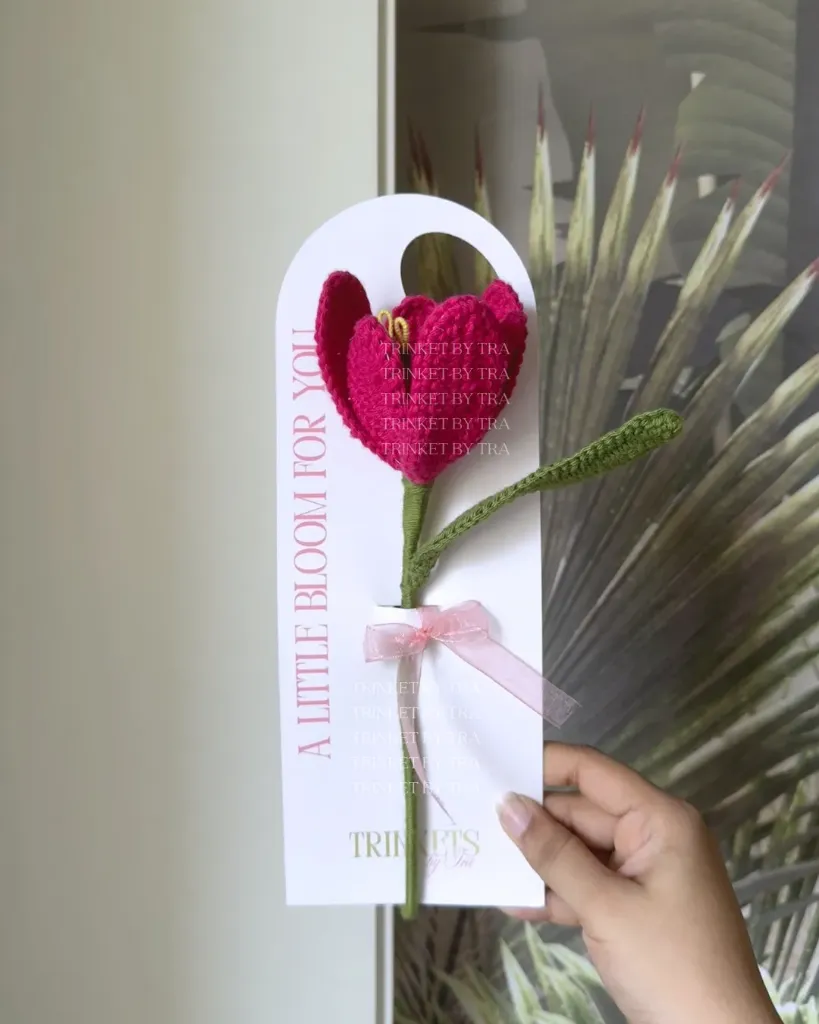 Open tulip on card